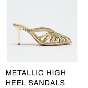 Zara Gold Metallic High Heel Sandals